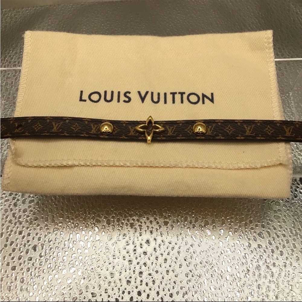 Louis Vuitton Black Leather Strap with Gold Details